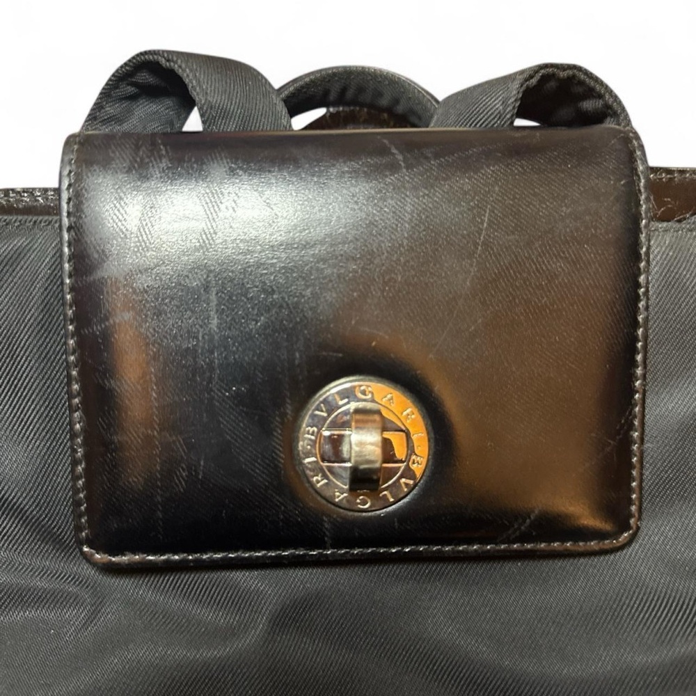 BVLGARI VTG 90s RARE Black Nylon Leather Backpack Discontinued [Authentic] — OS - Picture 5 of 8